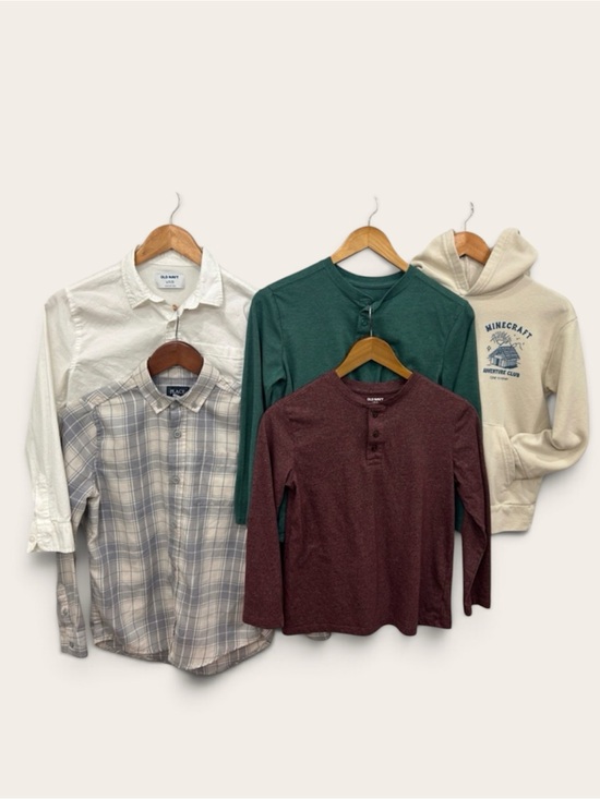 old navy, wonder nation & childrens place Other - Assorted Boys L-10/12 Long-Sleeve Tops - Green, Maroon, Cream, White, Plaid